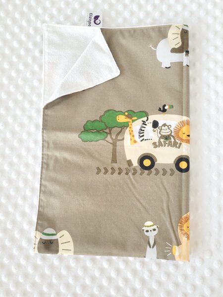 Autiņš - brūns ar safari dzīvniekiem mašīnā