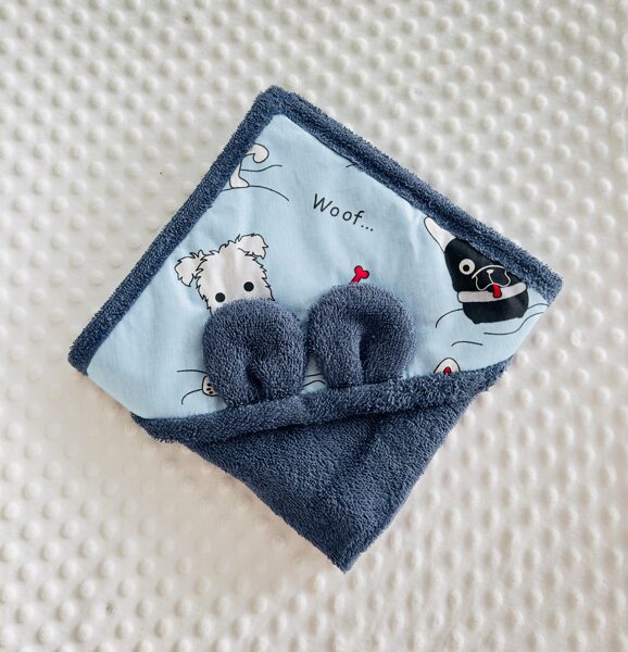 Vannas dvielītis tumši zils ar sunīšiem