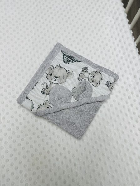 Vannas dvielītis gaiši pelēks ar lauviņu un zebriņu