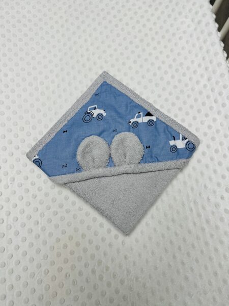 Vannas dvielītis gaiši pelēks ar mašīnītēm