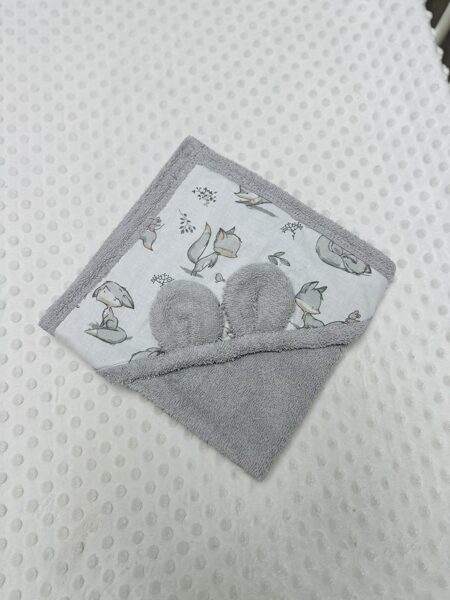 Vannas dvielītis gaiši pelēks ar mazām pelēkām lapsiņām