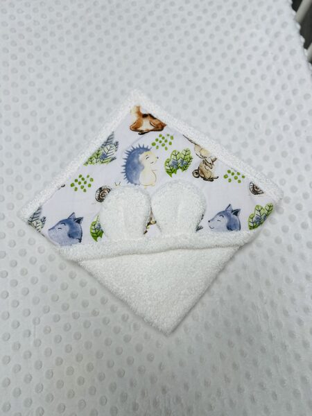 Vannas dvielītis balts ar ezīti un stirniņu