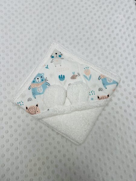 Vannas dvielītis balts ar lāci un lapsu